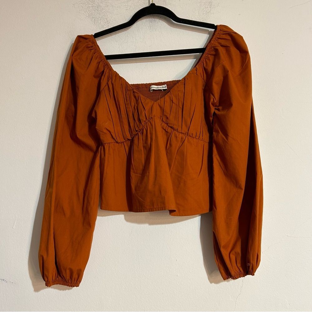 Abercrombie & Fitch Long Sleeve Babydoll Poplin Top Size Small NWT